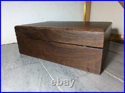 Vintage Heavy Solid Wood Cigar Box Humidor