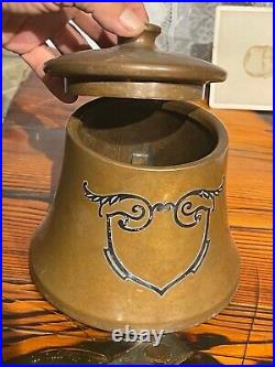 Vintage Hientz arts crafts bronze Sterling silver tobacco humidor jar
