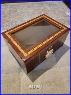 Vintage High End Mahogany Supreme Presidente Cigar Humidor W Cutter & Guide