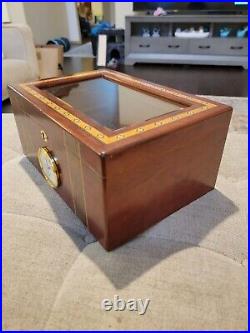 Vintage High End Mahogany Supreme Presidente Cigar Humidor W Cutter & Guide