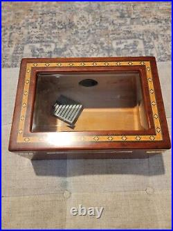 Vintage High End Mahogany Supreme Presidente Cigar Humidor W Cutter & Guide