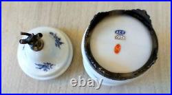 Vintage Humidor A. C. F. Porcelain Bronze Pipe Hand Painted Tobacco Jar Blue Italy Vintage Humidor A. C. F. Porcelain Bronze Pipe Hand Painted Tobacco Jar Blue Italy