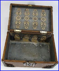Vintage Humidor Cigar Wood Box Empelished Hardware