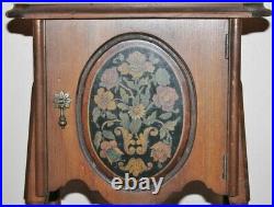 Vintage Humidor Copper Lined Smoking Table/Cigar Stand -Painted Floral-24 1/2 T