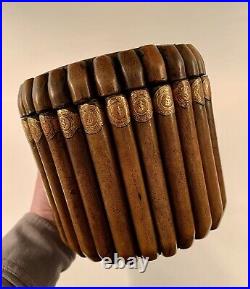 Vintage Italian Florentine Style Leather Humidor Shaped as Cigars Charming