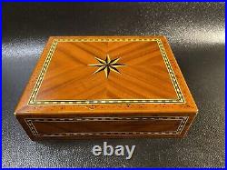 Vintage Italian Parquetry Inlaid Cigar Humidor Box 8 Point Star Handmade 11x9