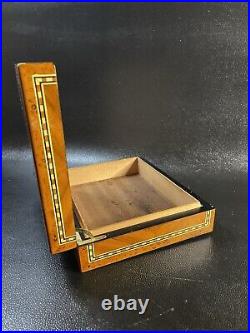 Vintage Italian Parquetry Inlaid Cigar Humidor Box 8 Point Star Handmade 11x9