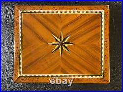 Vintage Italian Parquetry Inlaid Cigar Humidor Box 8 Point Star Handmade 11x9