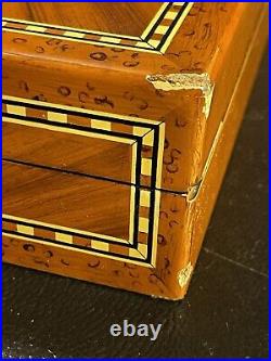 Vintage Italian Parquetry Inlaid Cigar Humidor Box 8 Point Star Handmade 11x9