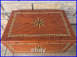 Vintage Italian Parquetry Inlaid Cigar Humidor with8 Point Star 16x10x6.75