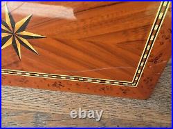 Vintage Italian Parquetry Inlaid Cigar Humidor with8 Point Star 16x10x6.75