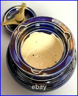 Vintage John Middleton Ceramic Tobacco Humidor Cobalt Blue & Medium Brown