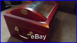 Vintage Large 1915 Thompson Cigar Humidor With Dome Glass Lid Cherry Wood