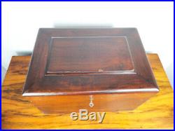 Vintage Large 1930s Wooden Mahogany Humidor Milk Glass Lined Wood Cigar Box