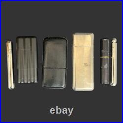 Vintage Lot of 7 Assorted Cigar Humidor 1 Big Box & 6 Cigar Holders