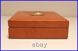 Vintage Luxury Rare Wooden And Leather Cigar Box Humidor With Silver 800 Emblem