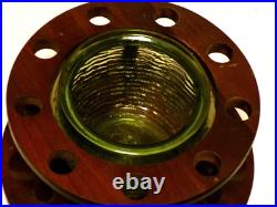 Vintage MCM Fairfax Wooden w 9 Pipes Stand & Green Soreno Glass Humidor Lidded Vintage MCM Fairfax Wooden w 9 Pipes Stand & Green Soreno Glass Humidor Lidded
