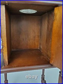 Vintage Mahogany Wood Smoking Ashtray Stand Pipe Tobacco Humidor Cabinet