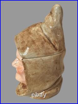 Vintage Majolica Figural Friar Monk Head Humidor