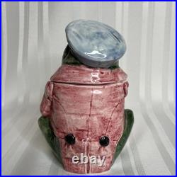 Vintage Majolica Frog Playing Mandolin Humidor Austrian Tobacco Jar