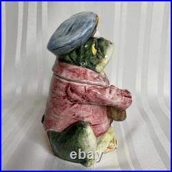 Vintage Majolica Frog Playing Mandolin Humidor Austrian Tobacco Jar
