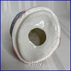 Vintage Majolica Frog Playing Mandolin Humidor Austrian Tobacco Jar