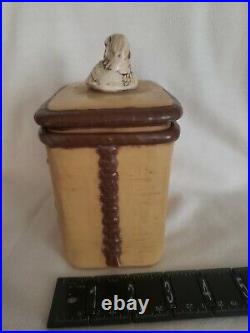 Vintage Majolica Native American Indian Humidor Lidded Tobacco Pipe Jar Canister
