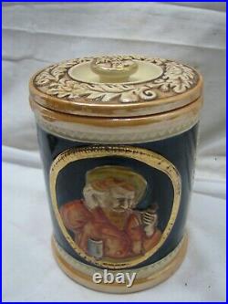 Vintage Majolica Tobacco Jar Humidor Art Pottery Urn withLid