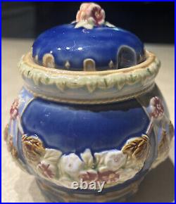Vintage Majolica Tobacco Jar Humidor Jam Art Pottery Urn withLid Wanjiang China
