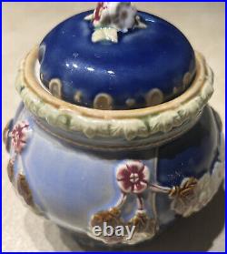 Vintage Majolica Tobacco Jar Humidor Jam Art Pottery Urn withLid Wanjiang China
