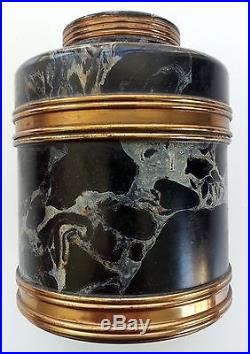 Vintage Marbleized Finished Rumidor Humidor Canister Jar Copper Brass With LID