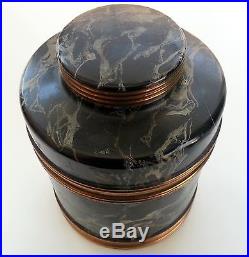 Vintage Marbleized Finished Rumidor Humidor Canister Jar Copper Brass With LID
