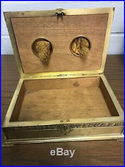 Vintage Metal Cigar Box Humidor Sponges Inside RARE