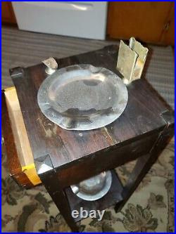 Vintage Mid Century Wood Smoking Stand, Table With Humidor Tabaco Drawer & more