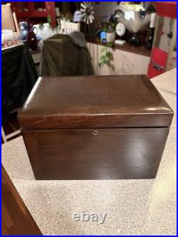 Vintage Milk Glass Lined Wooden Humidor Box As Is