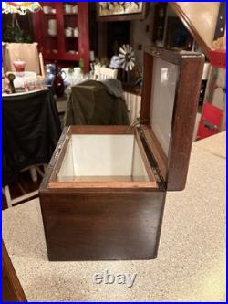 Vintage Milk Glass Lined Wooden Humidor Box As Is