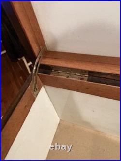 Vintage Milk Glass Lined Wooden Humidor Box As Is