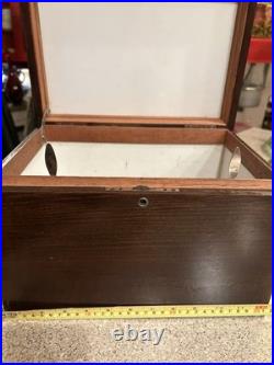 Vintage Milk Glass Lined Wooden Humidor Box As Is