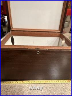 Vintage Milk Glass Lined Wooden Humidor Box As Is