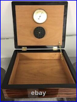 Vintage Multi-Color Wood Humidor Cigar Tobacco Herb Box France Hygrometer