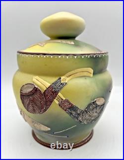 Vintage Nippon Morimura Bros- Lidded Tobacco Humidor Jar-Pipes & Cigar & Matches