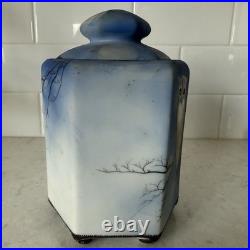Vintage Nippon Owl on Tree Tobacco Humidor Blue Marked