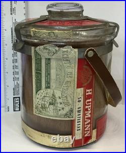 Vintage Orig. 1950's H. Upmann Cedar Lined Glass Cigar Humidor Jar Leather Strap Vintage Orig. 1950's H. Upmann Cedar Lined Glass Cigar Humidor Jar Leather Strap