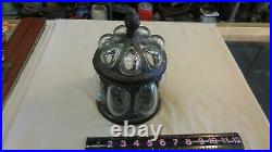Vintage Ornate Humidor/Tobacco Jar, Brass & Bubble Glass with Lid-chip inside