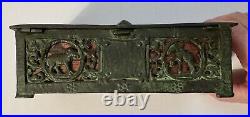 Vintage Oscar Bach Bronze Humidor Zodiac Box Lidded Hinged Casket