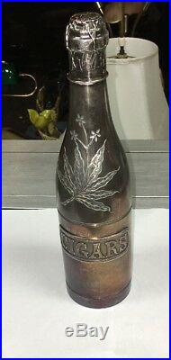Vintage Pairpoint Silver Plate Champagne Bottle Cigar Humidor Match Safe