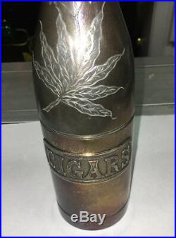 Vintage Pairpoint Silver Plate Champagne Bottle Cigar Humidor Match Safe