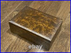 Vintage Pattberg Novelty NYC Burl Wood Cigar Humidor with Aztec Moistener Used