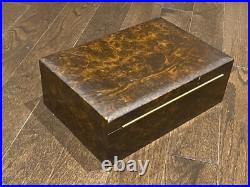 Vintage Pattberg Novelty NYC Burl Wood Cigar Humidor with Aztec Moistener Used