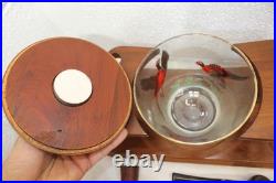 Vintage Pheasant Bird Glass Humidor In Wood Pipe Rack Stand Holds 8 LOOK